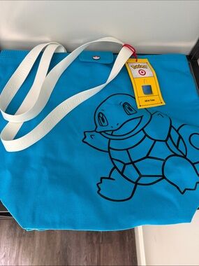 Pokemon Squirtle Tote Bag - Bright Blue with White Straps